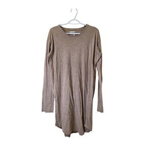 Tribe Kelley Cotton Slouchy Shirt Dress Asymmetrical Neutral Mini Aesthetic L